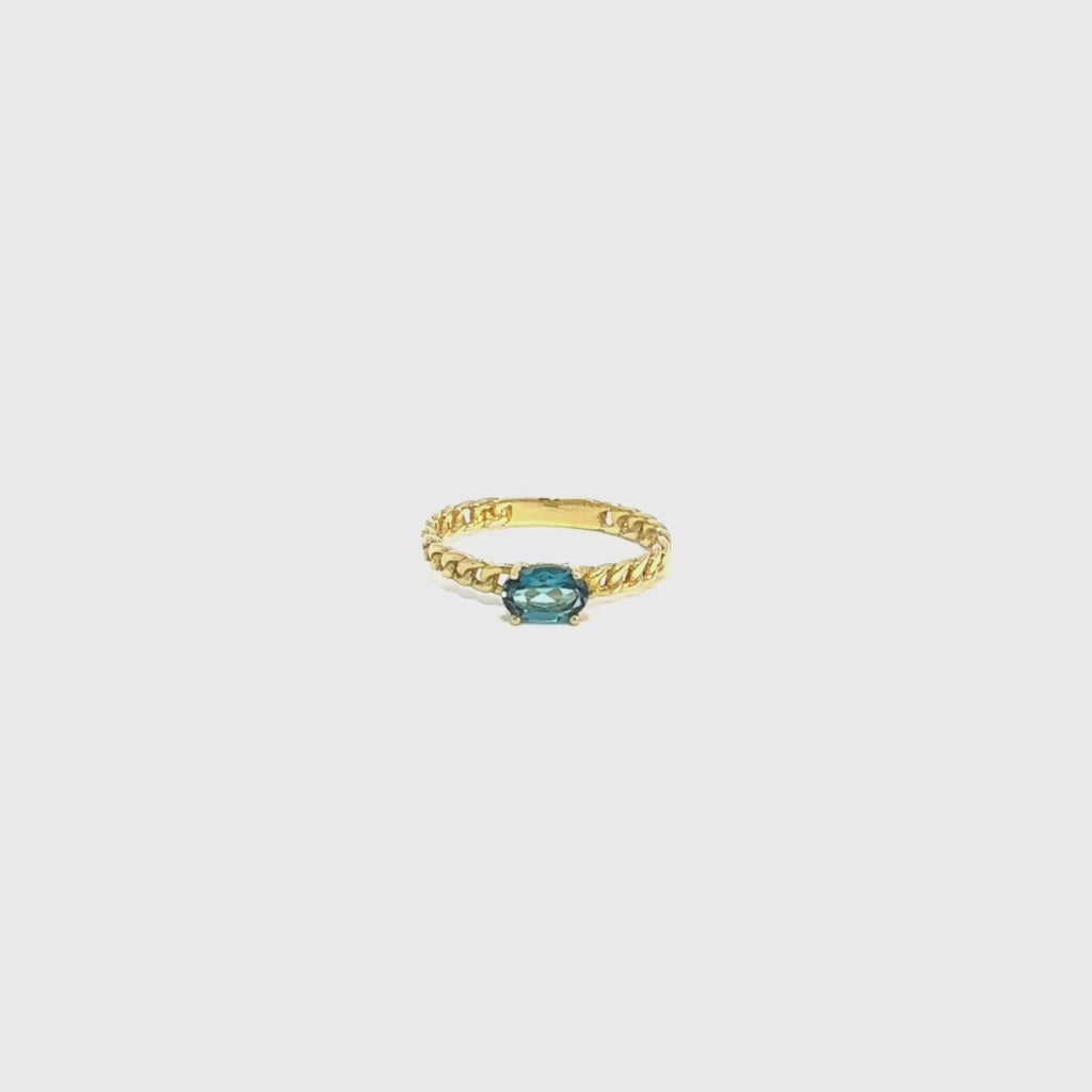 Anillo Oro 18 kt con topacio London Blue Dora