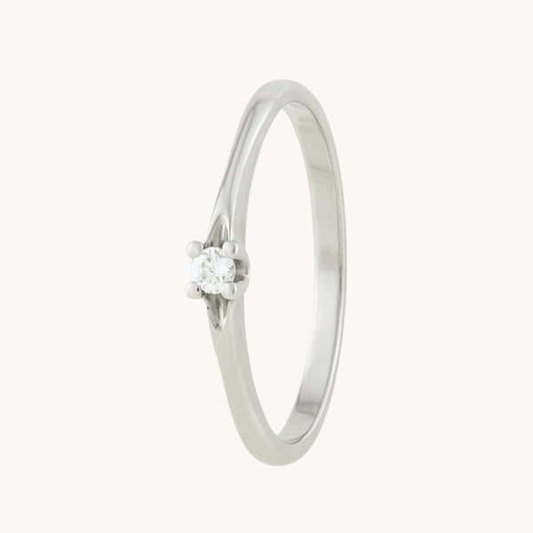 ANILLO SOLITARIO CUATRO GARRAS CON DIAMANTE 0.080 QUILATES SHADYA