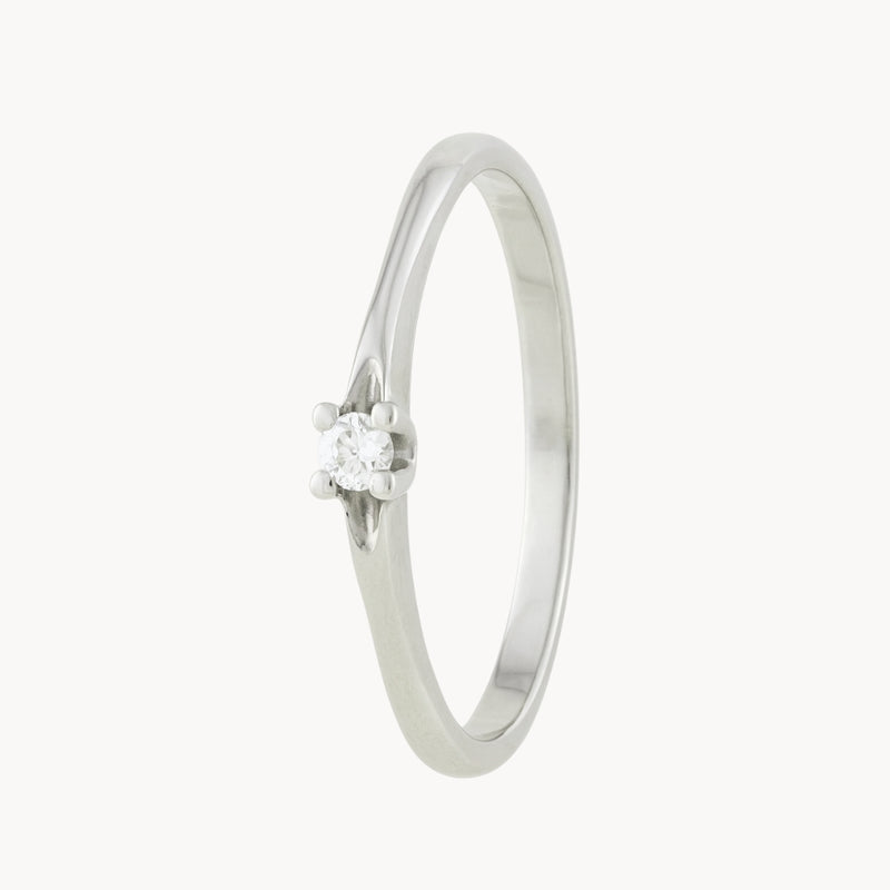 ANILLO SOLITARIO CUATRO GARRAS CON DIAMANTE 0.080 QUILATES SHADYA