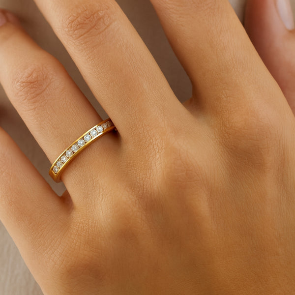 ANILLO MEDIA ALIANZA CON DIAMANTES 0.21 QUILATES TACEY