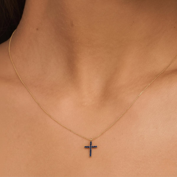 COLGANTE CRUZ CON ZAFIROS THEA