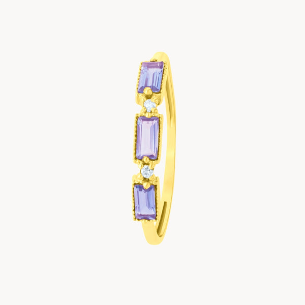 Anillo Oro 18kt amatistas y diamantes