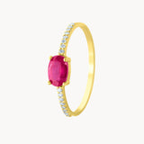 Anillo Oro 18 kilates con rubi y diamantes Petra