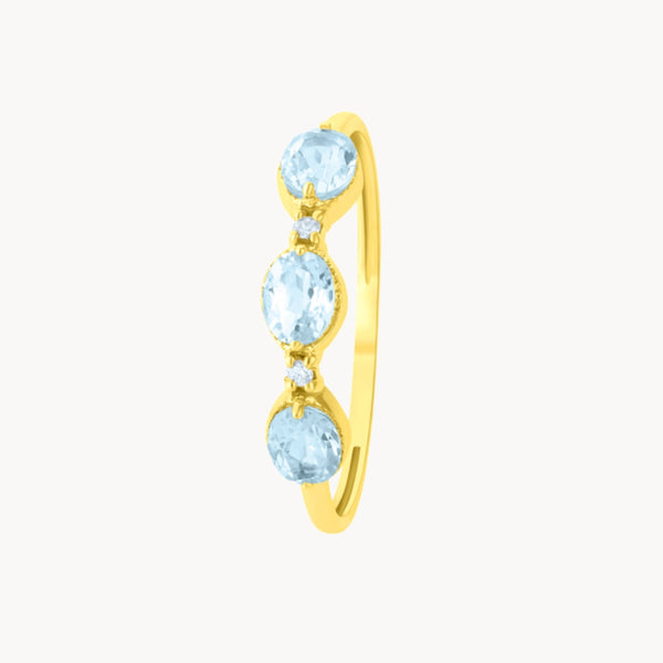 Anillo Oro 18kt topacios azules y diamantes