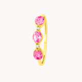 Anillo Oro 18kt topacios rosas y diamantes