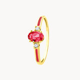 Anillo Oro 18kt esmalte rojo con rodolita y diamantes coleccion lienzo
