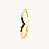 ANILLO ORO 18 KILATES SEIS DIAMANTES ESMALTE EN PICO NEGRO COLECCION LIENZO