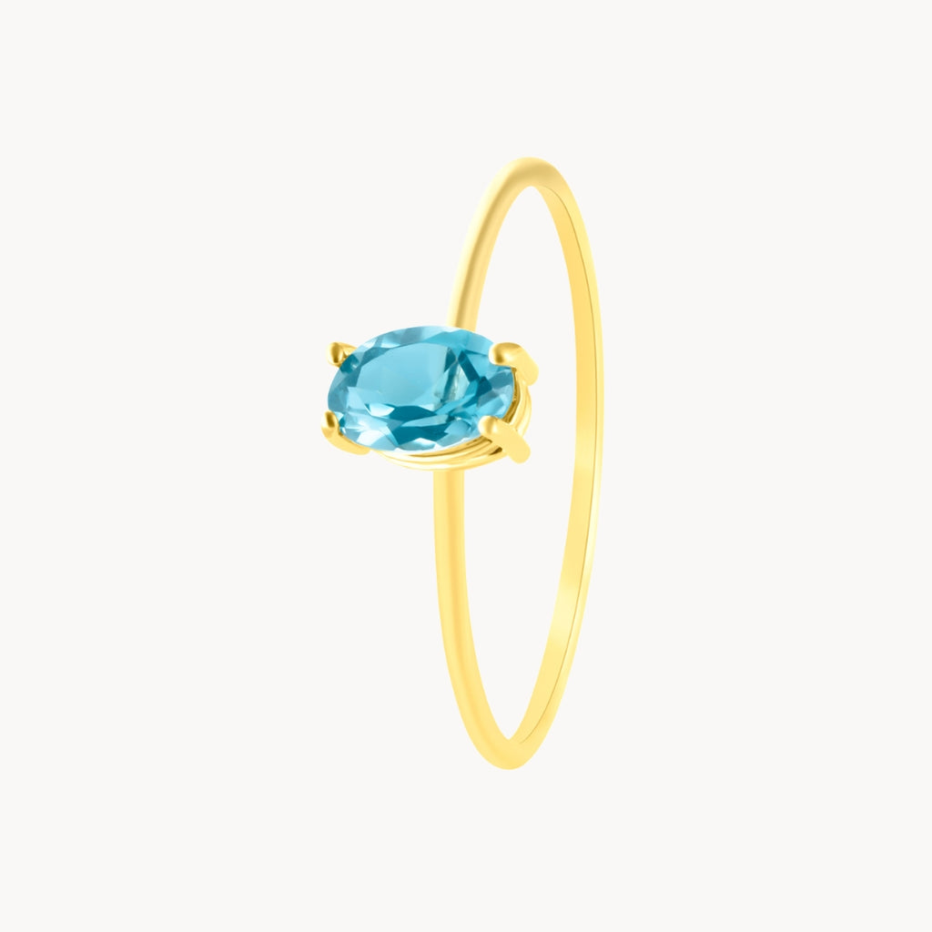 18kt Gold Ring with Blue Topaz Adara – MIMÍKOKÓ