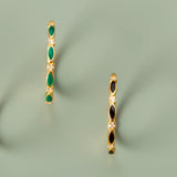 Anillo Oro 18kt con esmalte verde y negro diamantes