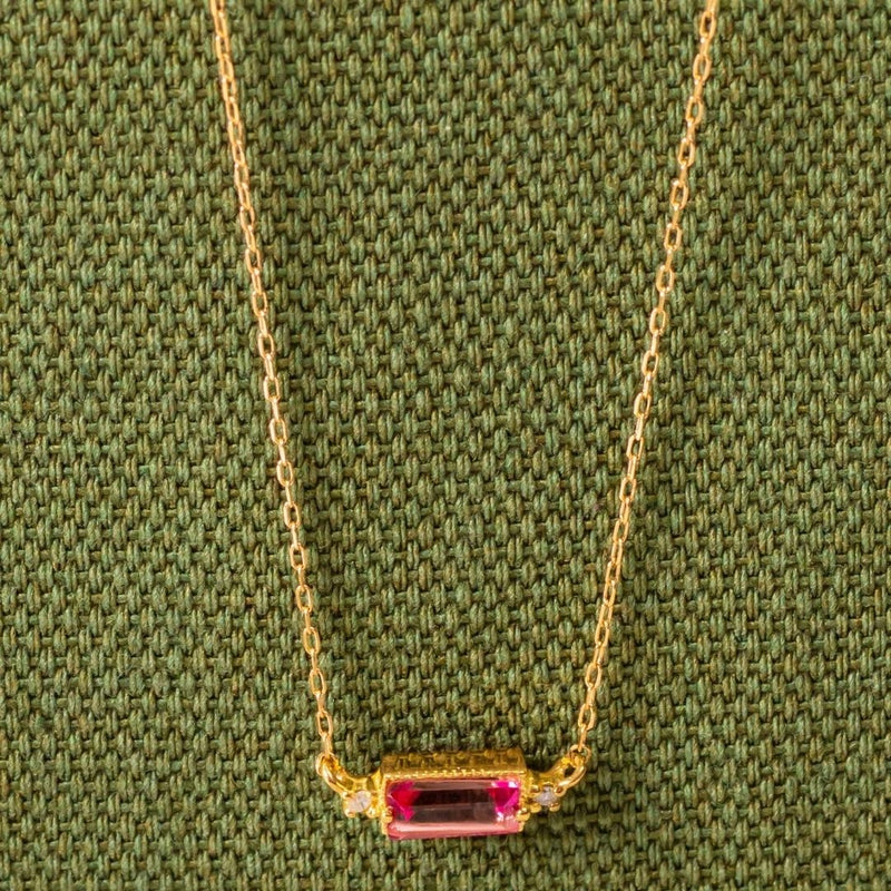 Colgante Oro 18kt con topacio rosa y diamantes