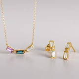 collar y Pendientes Oro 18kt dobles topacios azules y diamantes coleccion gama