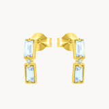 Pendientes Oro 18kt dobles topacios azules y diamantes