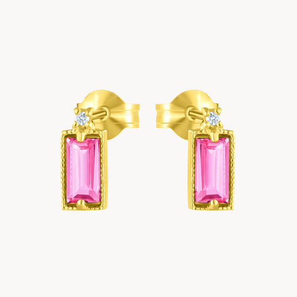 Pendientes Oro 18kt topacio rosa y diamantes